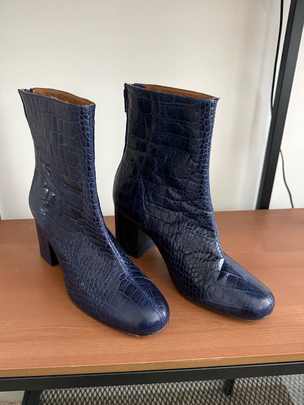 FREE PEOPLE Blue Cecile Croc Booties - Size 38